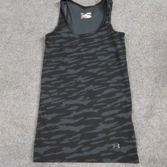 Under Armour  Womens Athletic Top M Black Gray Fitted Camouflage Muscle Tank - Picture 1 of 6